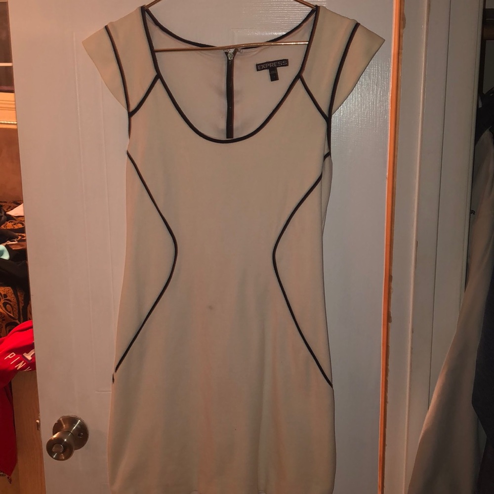 White with black express dress